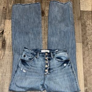 KanCan Light Blue Button-Fly Straight/wide Leg Jeans size 3/25